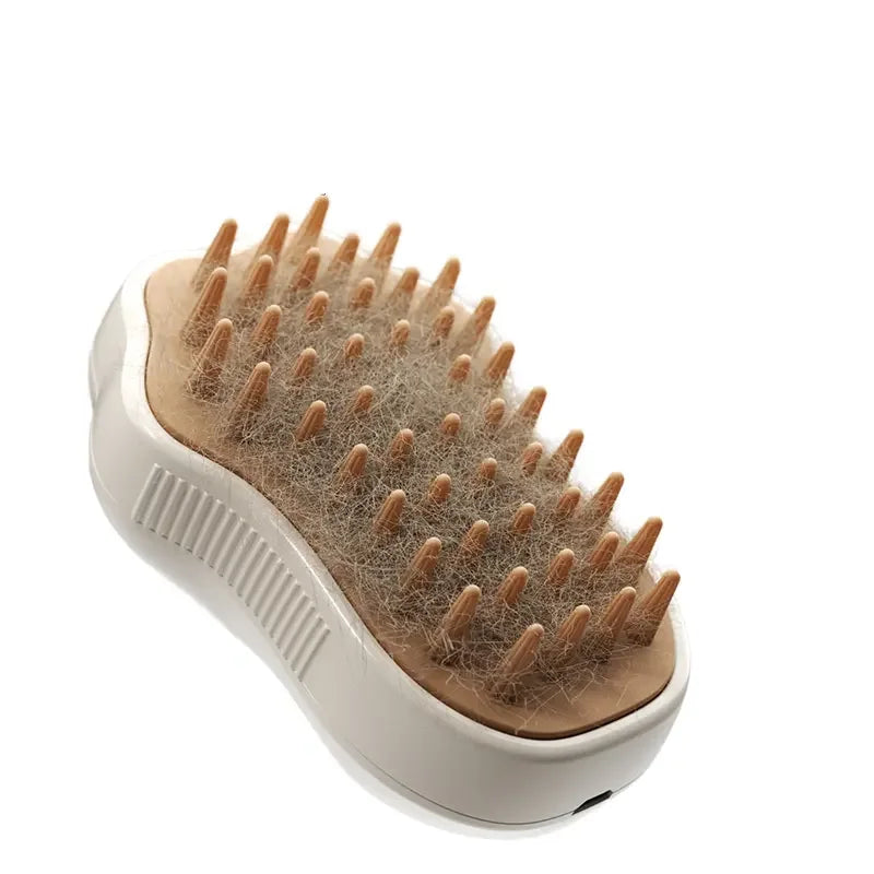 3-in-1 Steam Cat Brush – Rotating Grooming, Hair Removal & Massage Comb with Spray